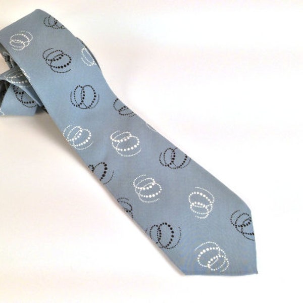 80s Tie, Light Blue, Swirl Pattern Foulard Silk Necktie, New Old Stock, Don Loper, Other Colors, Vintage 1980s Men's Accessory