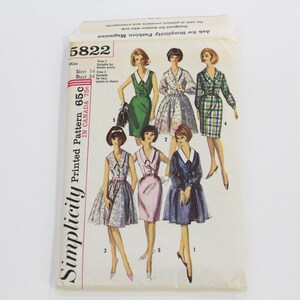 1960s Womens Dress Sewing Pattern Simplicity 5822, Vintage 60s Sewing Pattern, Complete, Bust 34