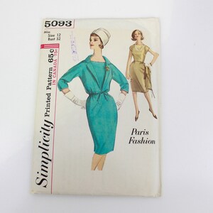 1960s Women's Dress and Jacket Sewing Pattern Simplicity 5093, Vintage 60s Pattern, Collared Jacket, Complete, Uncut, UNUSED, Bust 32 in.