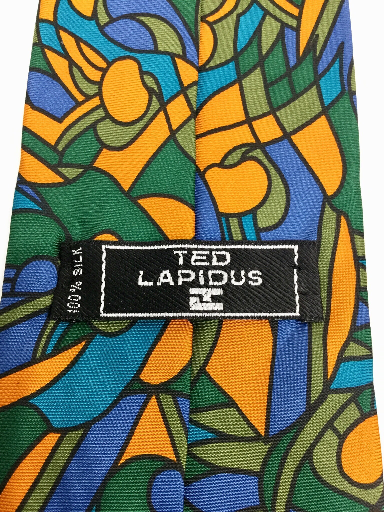 Cravate TED LAPIDUS 100% Soie Vintage - Bleu - 150cm X 10cm - Occasion Très Bon état