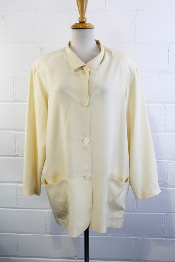 1980s Krizia Blouse, Cream Silk Button Up Blouse,… - image 4