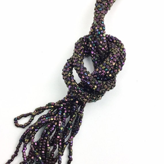 Vintage 20s Iridescent Beaded Sautoir Lariat Neck… - image 2