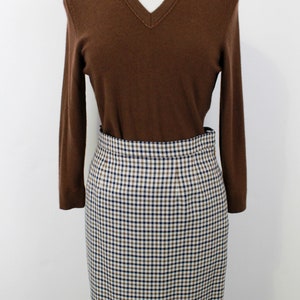 90s Brown Checked Skirt, Medium, 29 Waist, Vintage 1990s Mini Skirt, Aquascutum Minimalist Preppy Skirt image 2