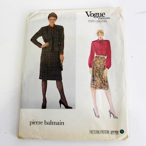 1980s Vogue Paris Original 2770 Pierre Balmain Sewing Pattern, Women&#39;s Skirt, Jacket and Blouse, Complete, Bust 32.5