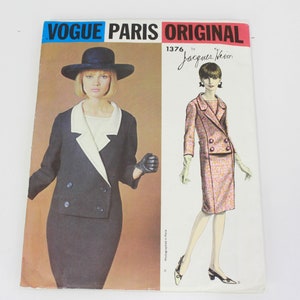 Modèle de couture de robe originale Jacques Heim de Vogue Paris des années 1960, 1376, non utilisé, modèle de robe vintage Vogue des années 60, complet, buste 34