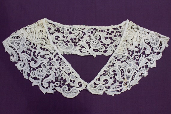 Antique Edwardian Floral Lace Detachable Collar, … - image 3