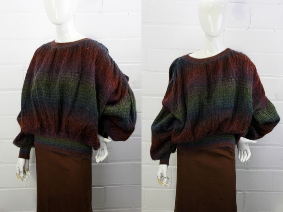 1980s Missoni Mohair Sweater, Balloon Sleeves, Ov… - image 1