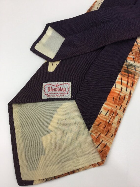 1940s Early 50s Necktie, Vintage Men's Wide Wembl… - image 9