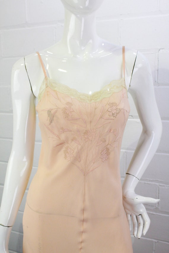 1930s/40s Pink Silk Slip Dress, Vintage 30s Linge… - image 3