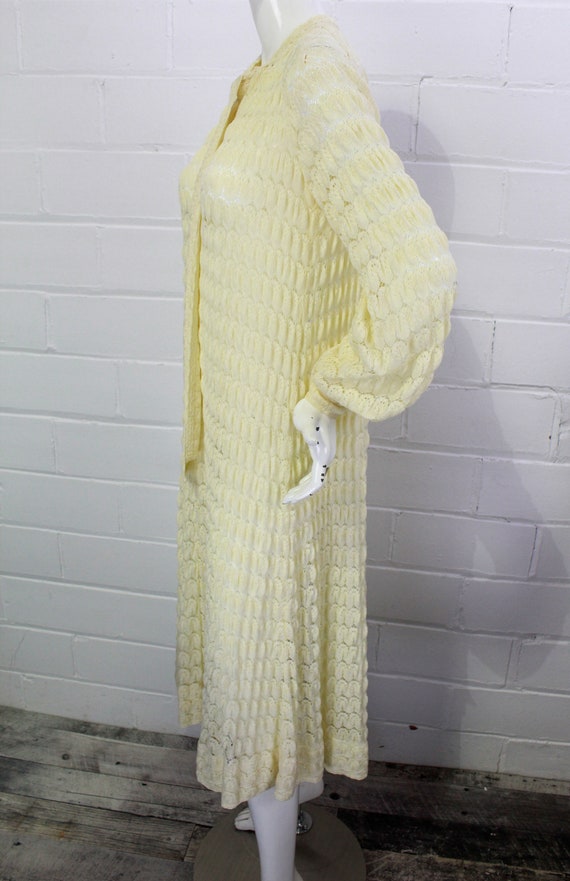 80s Rare Jean Muir Cream Knit Crochet Maxi Dress,… - image 7