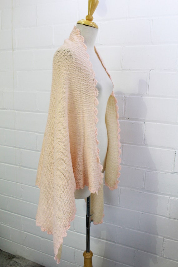 Vintage 20s Pink Wool Baby Blanket, Scarf/Cape, W… - image 7