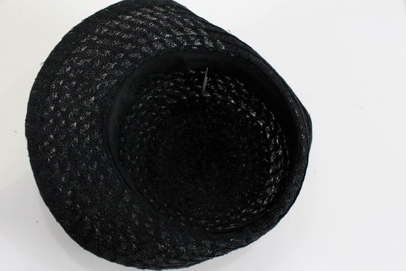 1930s Black Straw Women's Hat by Woolworth, with … - image 6