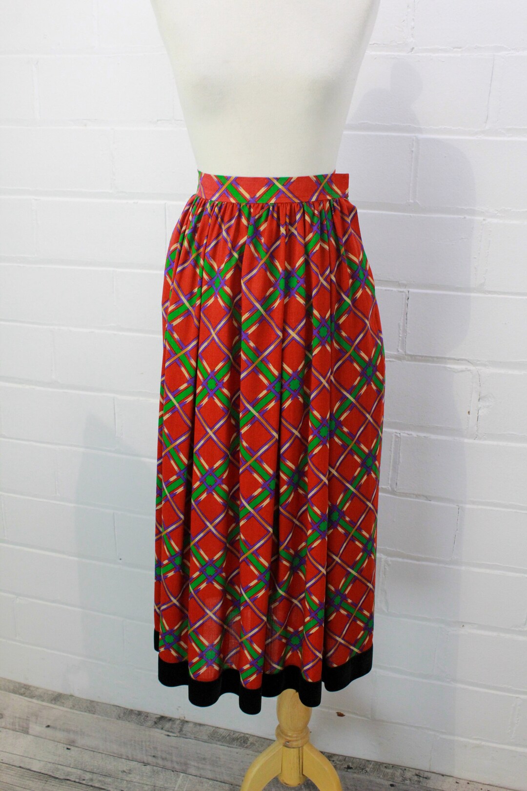 Yves Saint Laurent Rive Gauche Printed Wool Challis Maxi Skirt