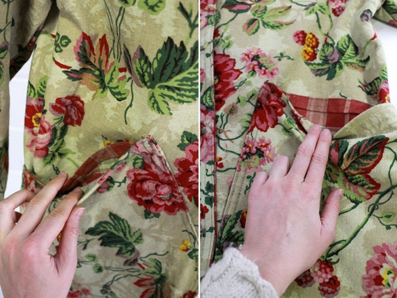 Vintage Floral Jacket, Upcycled Floral Print Canv… - image 8