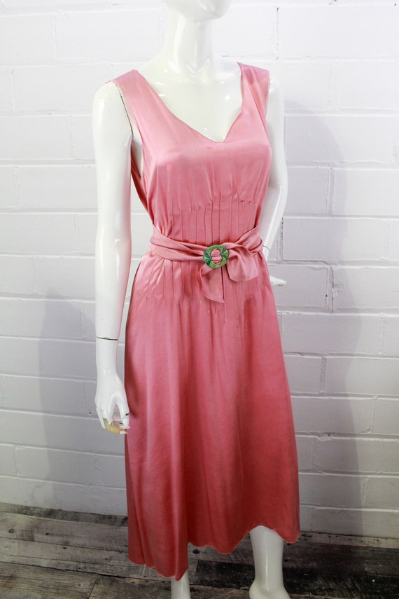 1930s Rose Pink Charmeuse Satin Dress with Matchi… - image 2