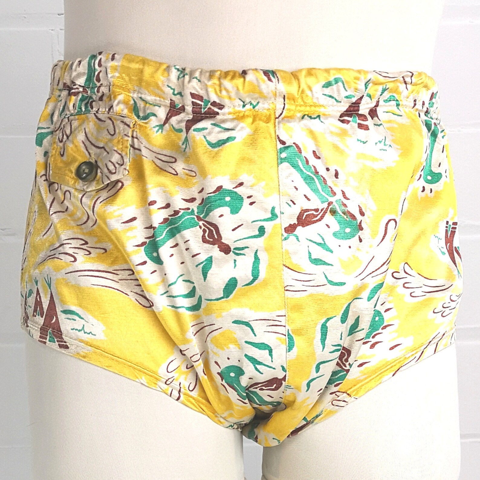 1950s Swim Trunks Vintage Novelty Print Men's Swimwear Etsy