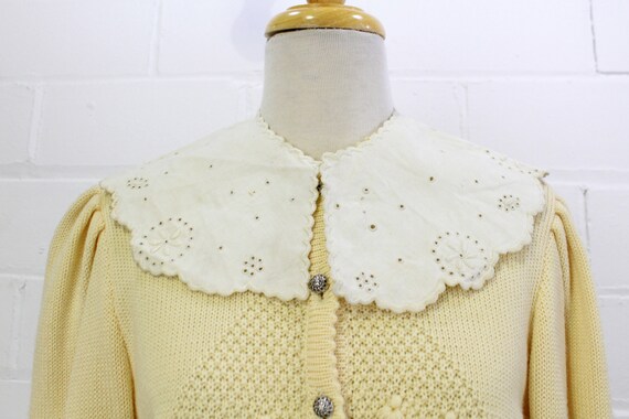 Antique Edwardian Detachable Collar with Embroidery, Scalloped Edges, Wide Collar for Dresses, Sweaters, RBG Style Collar, Antique Collar