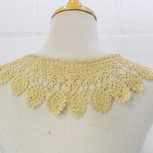 Antique Lace Collar, Detached Collar for Dresses, Blouses, Early 19th Century Crochet Lace Collar image 3