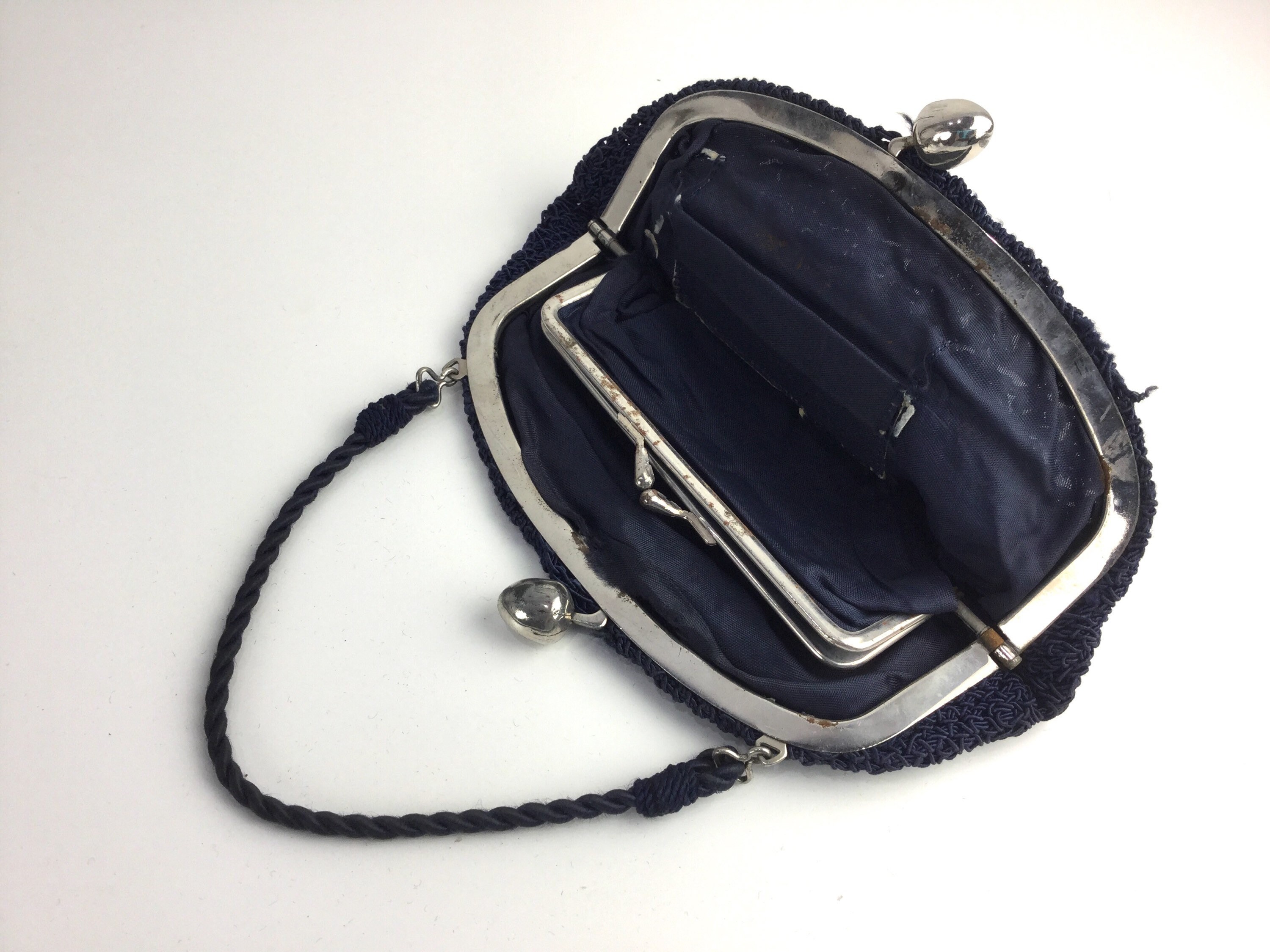 40er Jahre Häkeltäschchen Vintage 40er Dunkelblaue Clutch Etsy