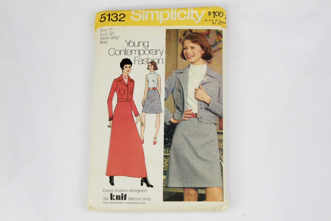 1970s Women's Dress and Jacket Sewing Pattern Cropped - Etsy