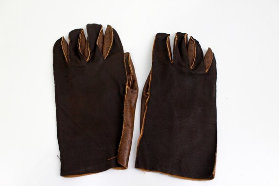 Vintage Brown Leather Gloves, Men's Leather Glove… - image 4