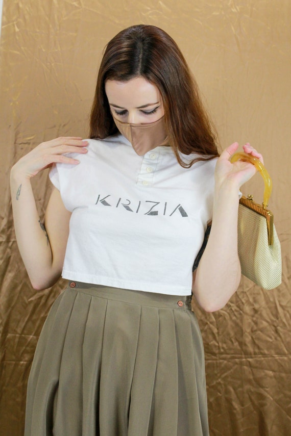 80s Krizia Crop Tshirt, Logo Tshirt, Vintage 1980… - image 2