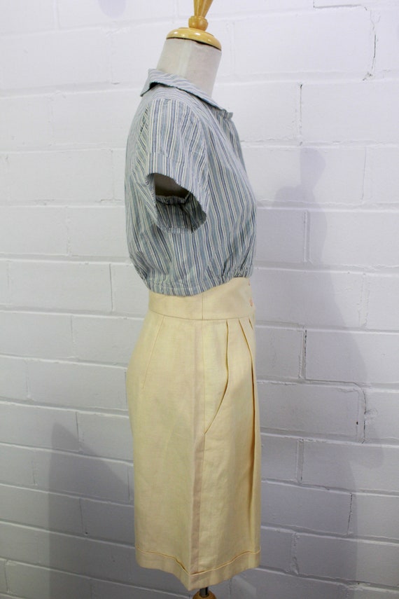 Vintage 1980s Cream Linen Bermuda Dress Shorts, M… - image 5