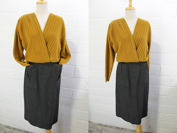 50s Grey Wool Skirt With Large Patch Pockets 1950s Pencil Skirt Vintage Pencil Skirt 25 In. Waist XS Etsy