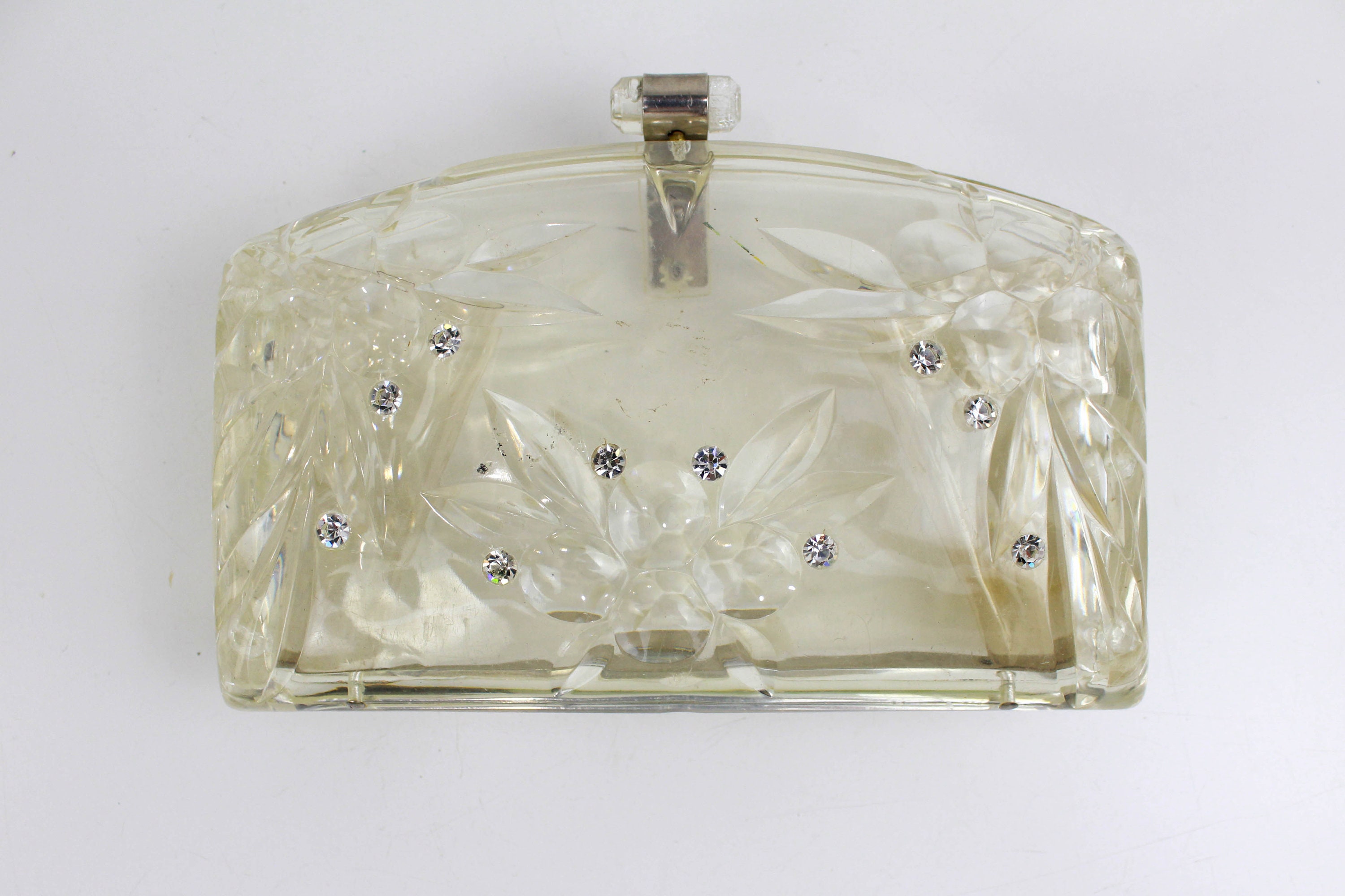 1950s Lucite Clutch Purse Clear Plastic Mid Century Purse 