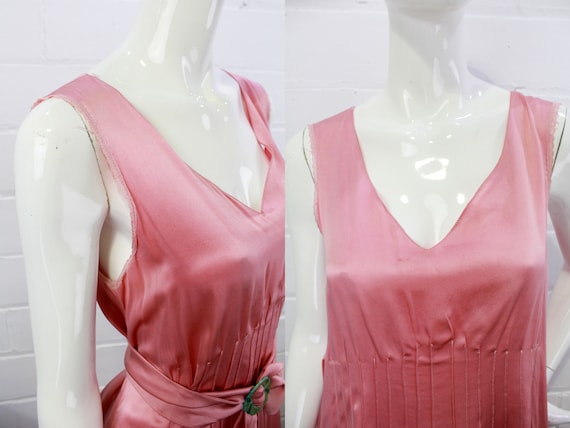 1930s Rose Pink Charmeuse Satin Dress with Matchi… - image 10