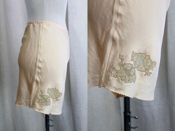 1930s 40s Silk Tap Pants, Blush Pink, Lace Leg De… - image 4