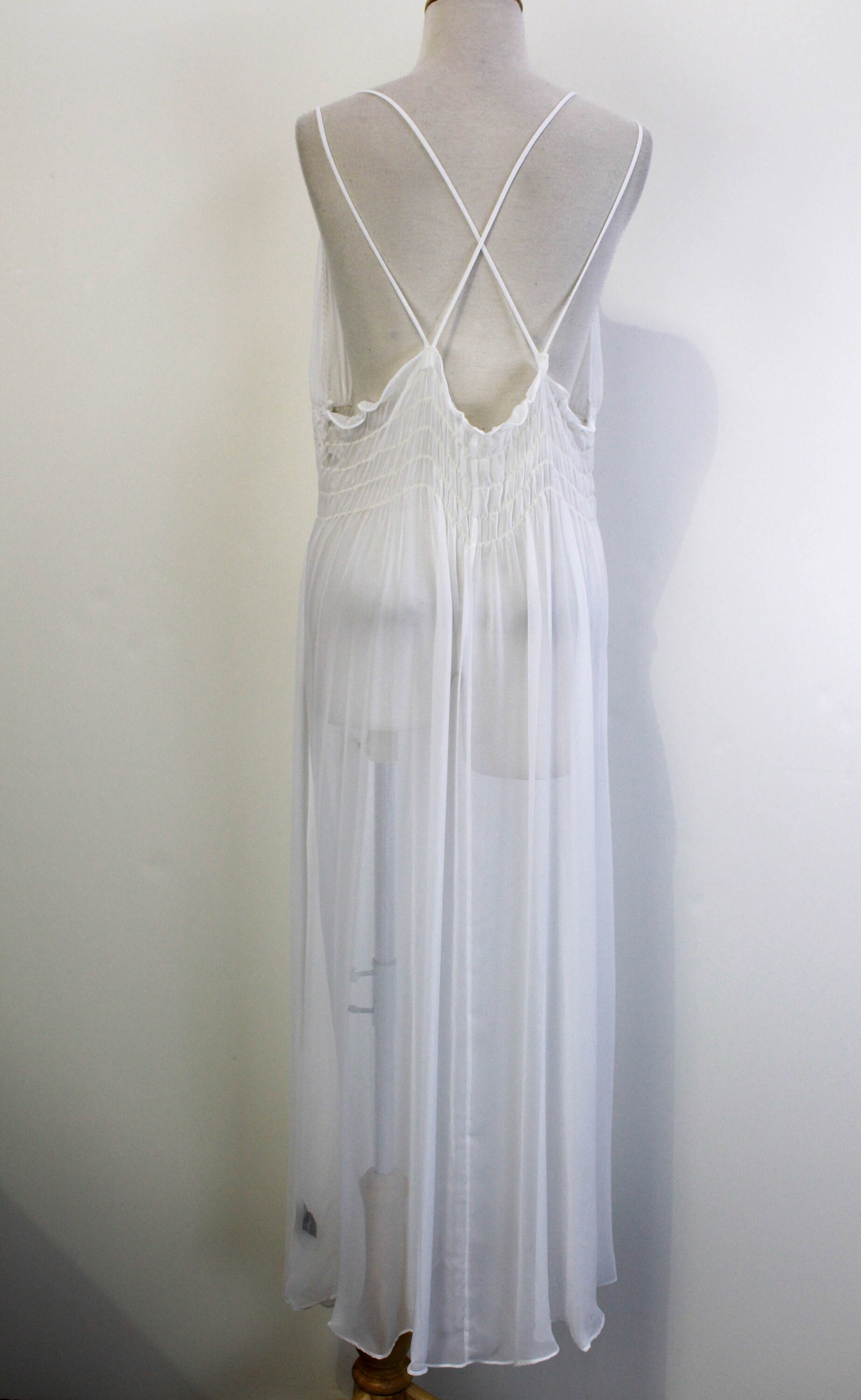 Vintage Lingerie Gown Large White Chiffon and Lace Slip | Etsy