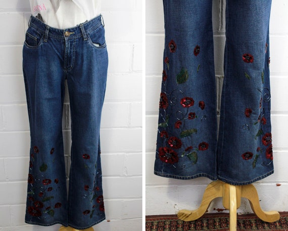 y2k Parasuco Jeans with Beaded Flares, 30 Waist, … - image 1