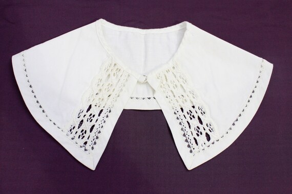 Vintage 1950s Detachable Collar, White Cotton wit… - image 4