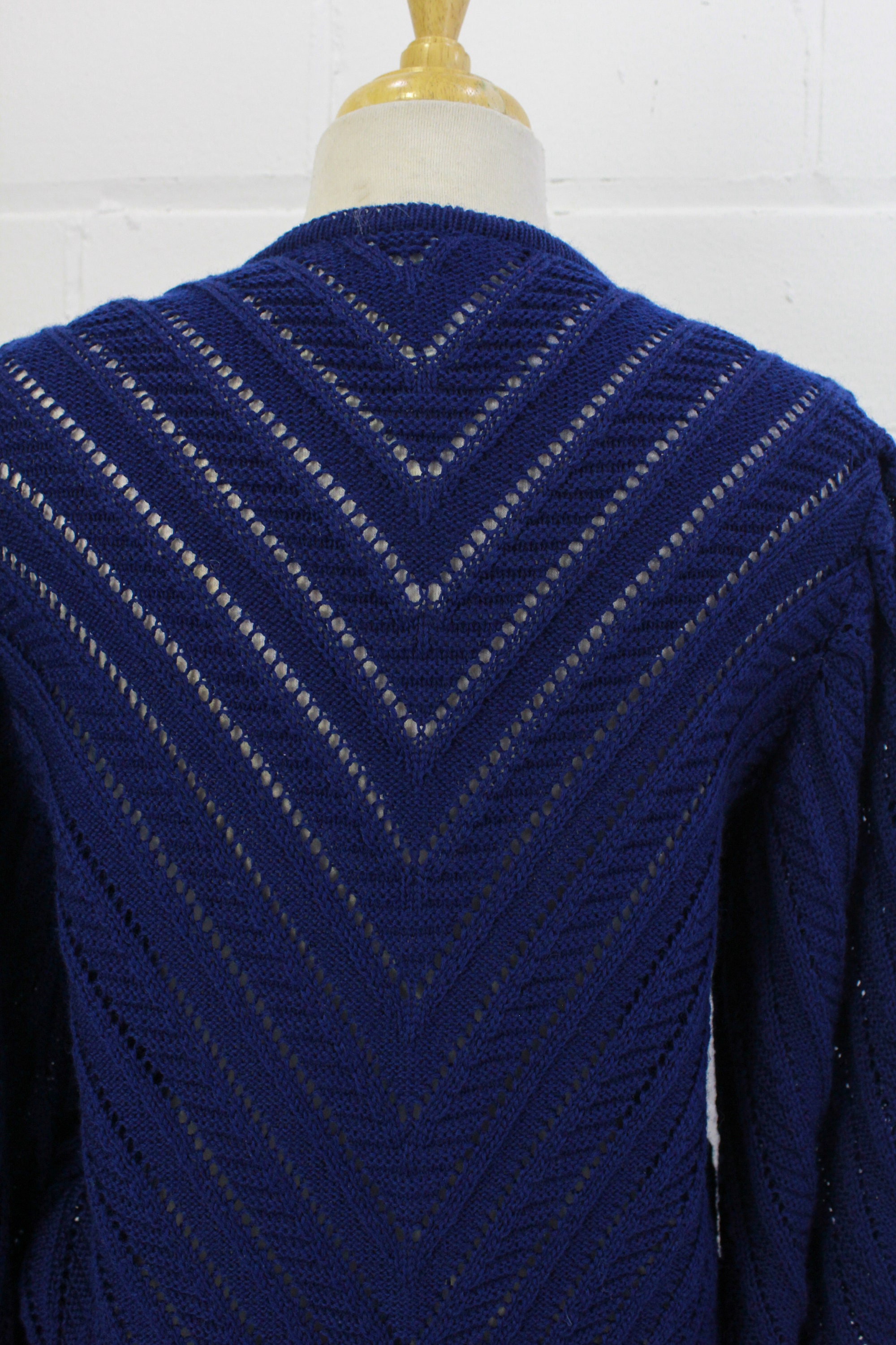 Vintage Austrian Navy Blue Wool Cardigan Trachten Style, Silver