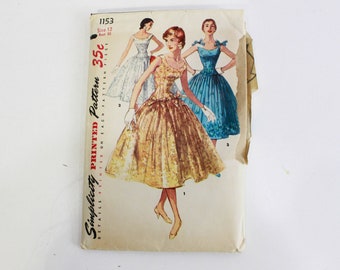 1950er Jahre Partykleid Schnittmuster Simplicity 1153, Komplett, Büste 30