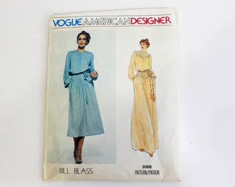 1970s Vogue American Designer Sewing Pattern 2008, Bill Blass, Women's Dress Sewing Pattern, Size 10 Complete