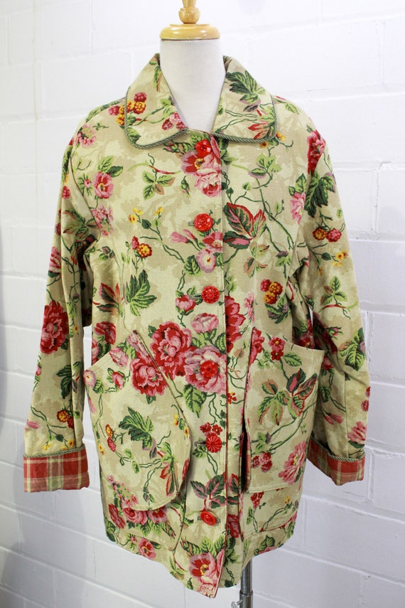 Vintage Floral Jacket, Upcycled Floral Print Canv… - image 2