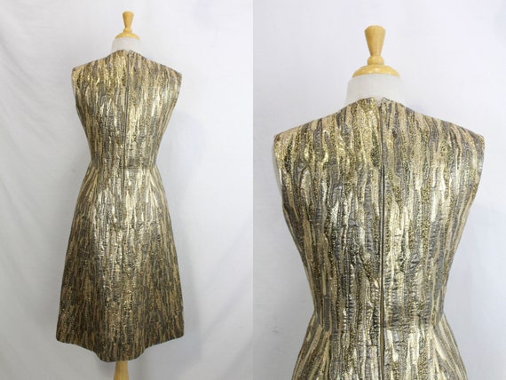 1960s Pauline Trigere Metallic Gold Lame Cocktail… - image 7