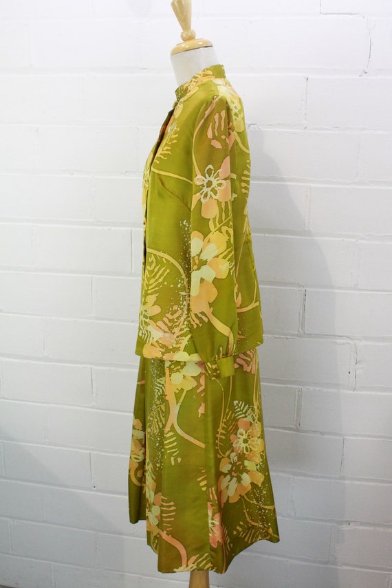 Vintage 1980s Silk Floral Print Skirt Suit, Manda… - image 6