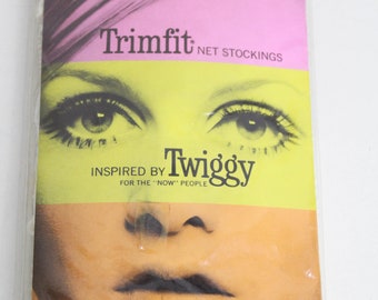 1960s Twiggy Fishnet Stockings, White, Deadstock Vintage Mod Tights