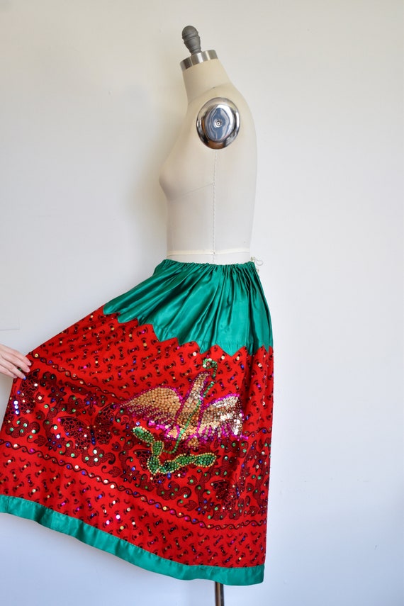 1930s 1940s China Poblana Skirt With Sequins and Sequin Eagle Vintage Mexican Skirt Flexible Waist Size Homemade Costume Skirt Etsy UK