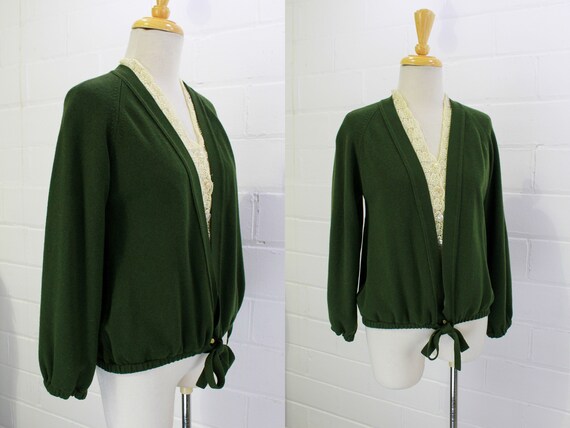 1970s Bonnie Cashin Green Cashmere Cardigan, Vinta