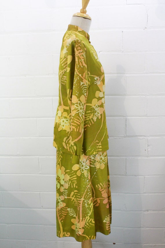 Vintage 1980s Silk Floral Print Skirt Suit, Manda… - image 5