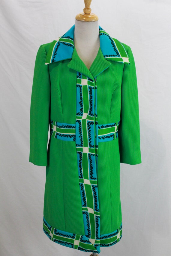 1970s Lilli Ann Knit Dress Jacket, Kelly Green Ribbed… Gem