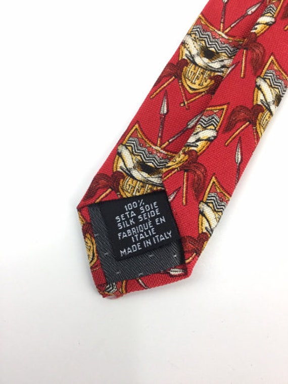 90s Gianfranco Ferre Red Silk Tie with Shield & S… - image 5