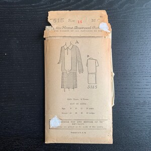 1920s Dress Sewing Pattern, Ladies Home Journal 5515, Vintage 20s Girls Slipover Dress Pattern, Size 14, Breast 32", Complete, Pre-Cut**