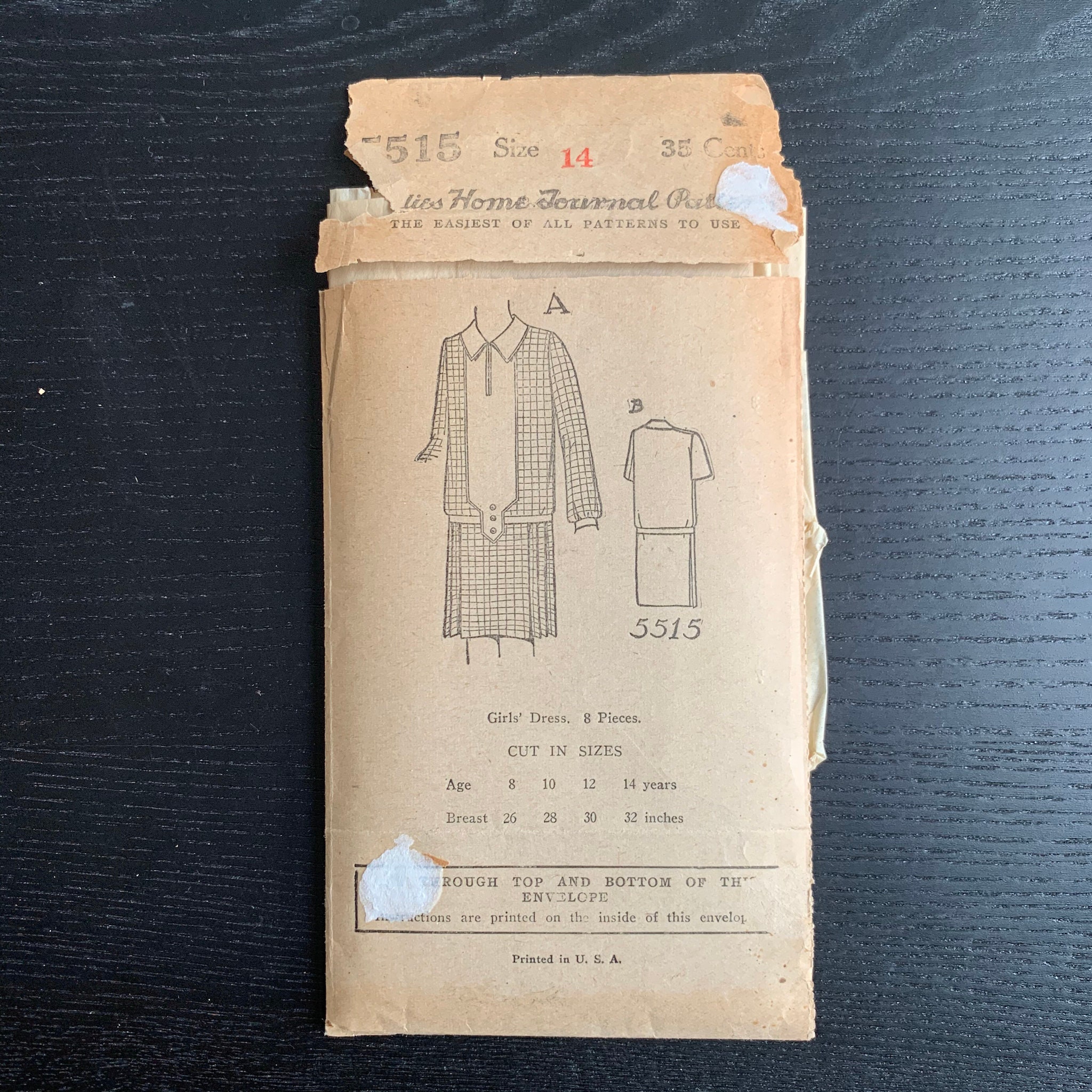 1920s Dress Sewing Pattern Ladies Home Journal 5515 Vintage 
