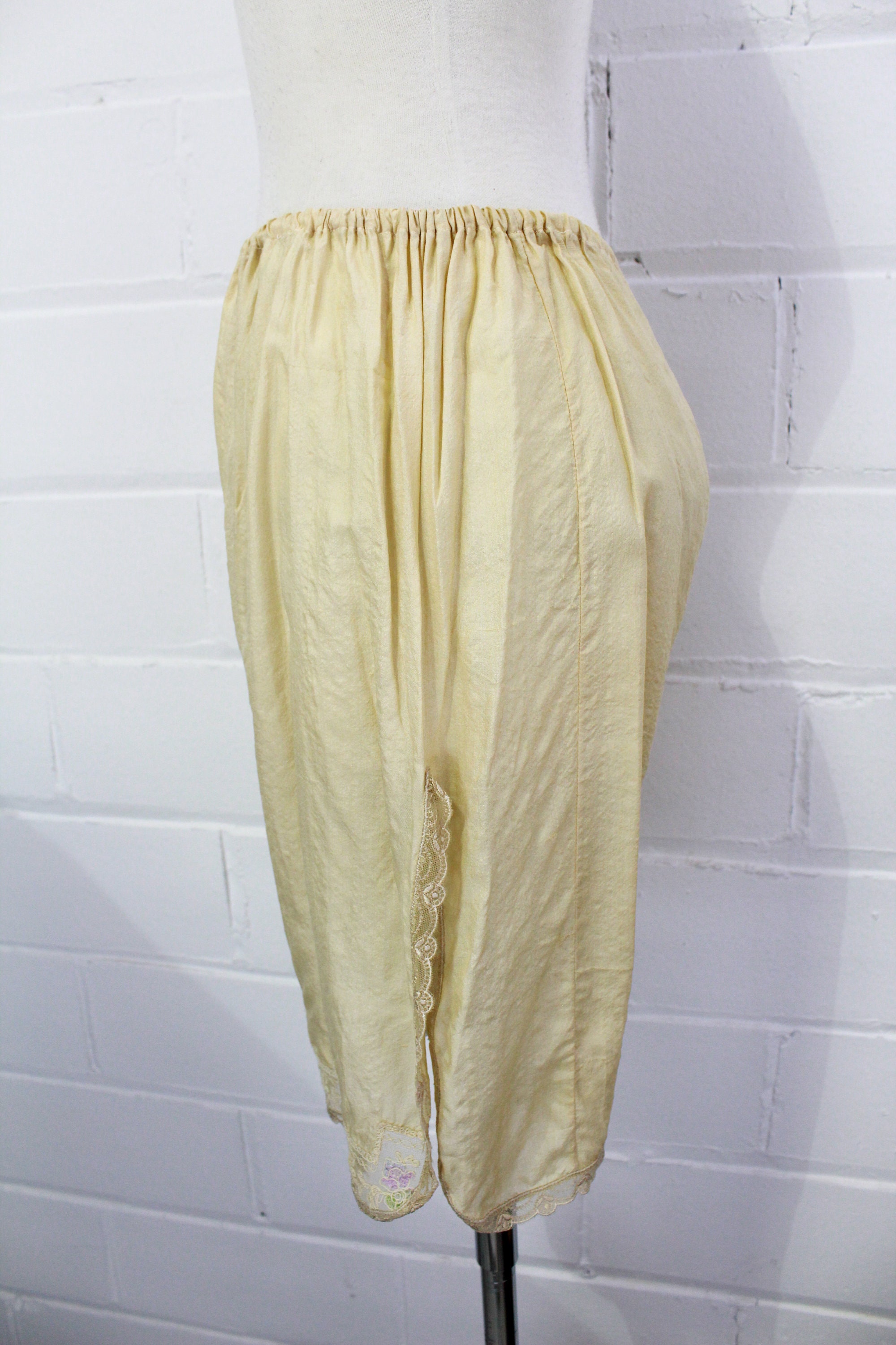 Antique Teens/1920s Beige Silk Bloomers with Coloured Floral Etsy