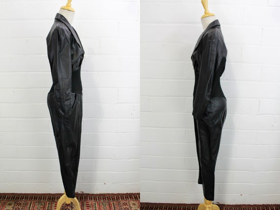 80s Black Leather Jumpsuit, XS, Climax by Karen O… - image 5